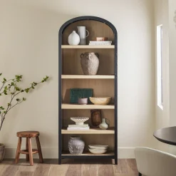 Chantelle Modern Arched Bookshelf with Open Shelves