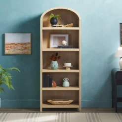 Chantelle Modern Arched Bookshelf with Open Shelves