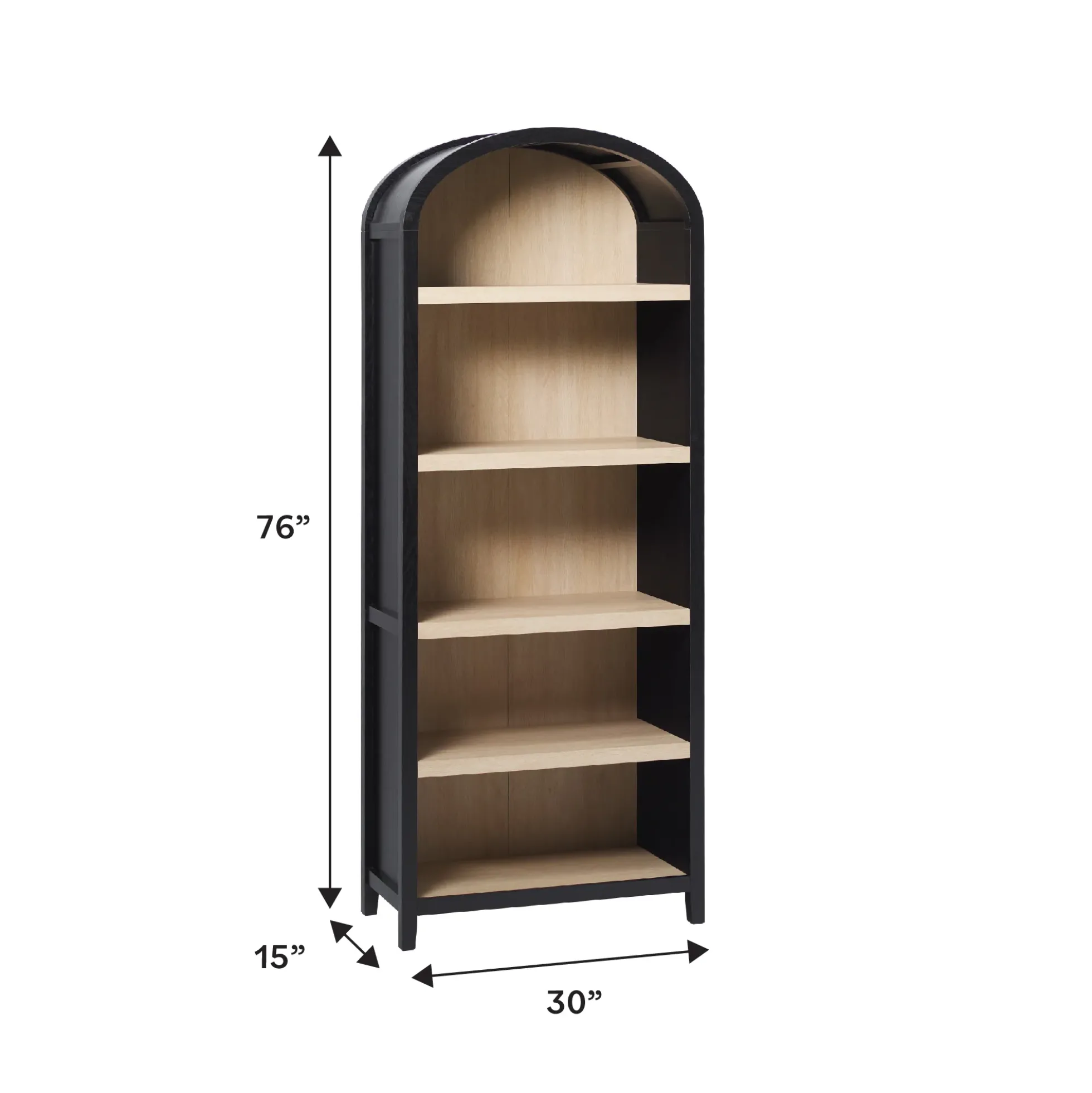 Chantelle Modern Arched Bookshelf with Open Shelves