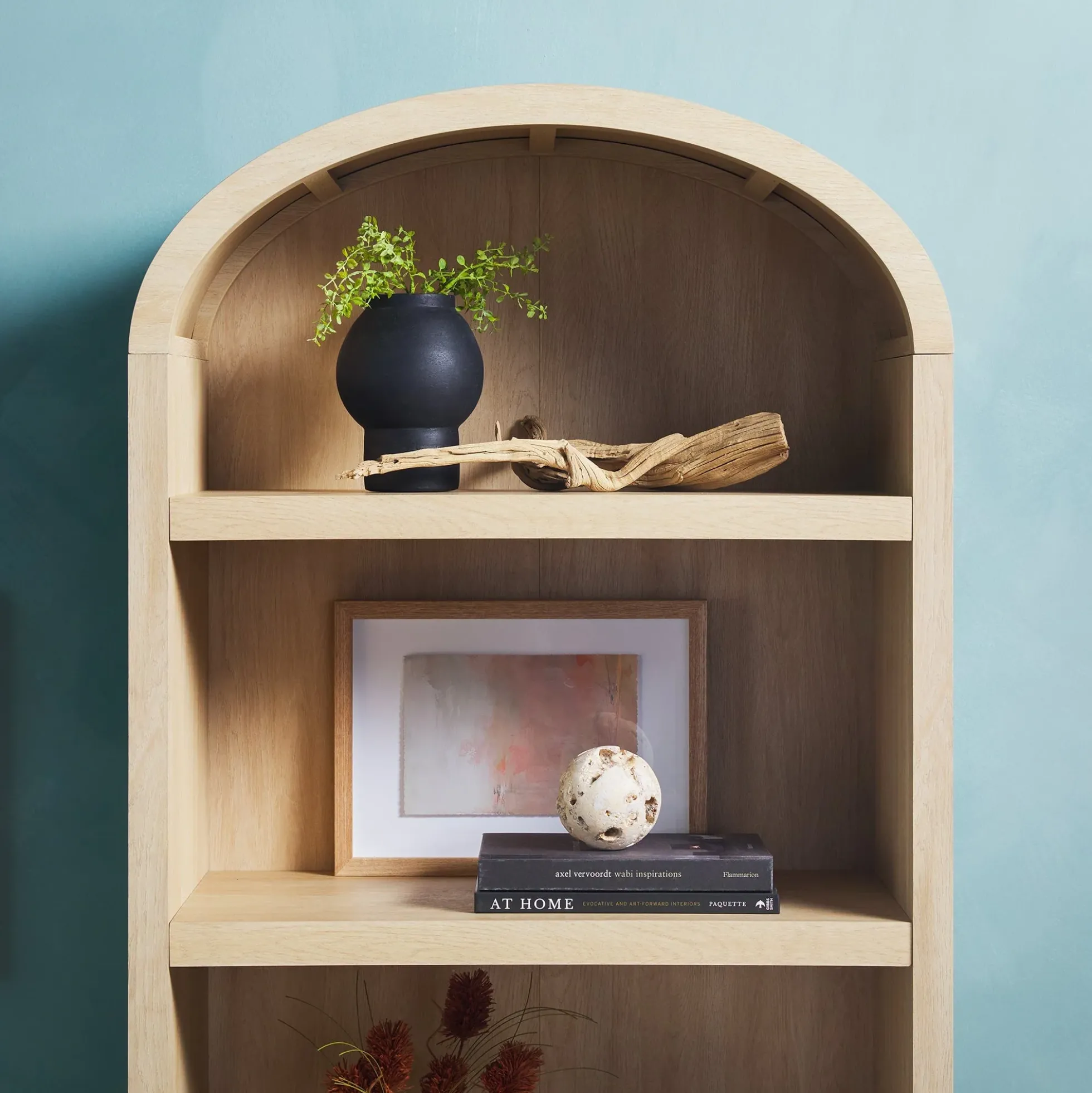 Chantelle Modern Arched Bookshelf with Open Shelves