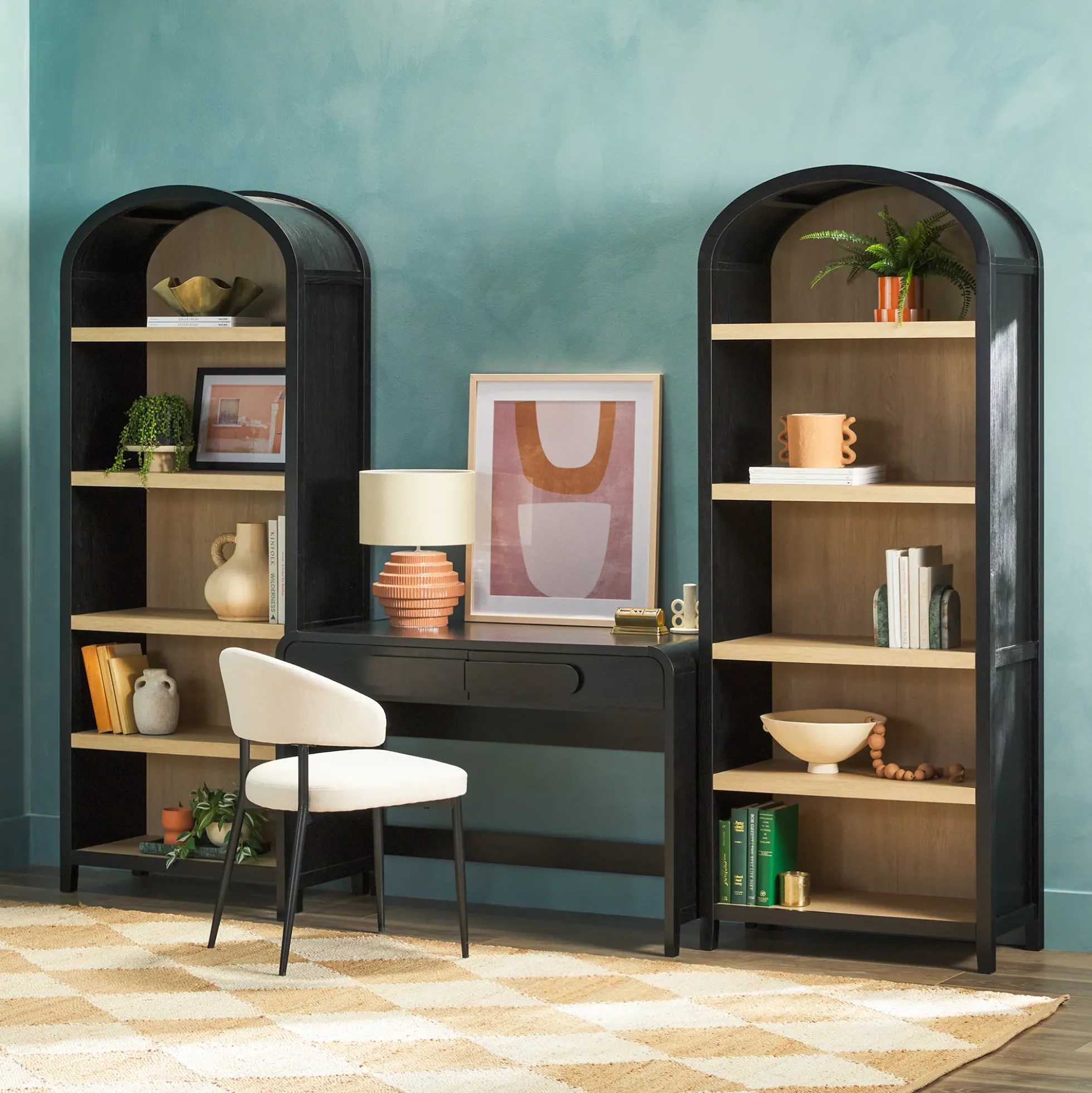 Chantelle Modern Arched Bookshelf with Open Shelves