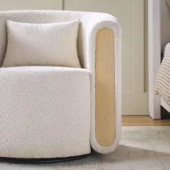 Chantelle Modern Boucle Upholstered Fully Assembled Swivel Barrel Accent Chair