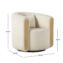 Chantelle Modern Boucle Upholstered Fully Assembled Swivel Barrel Accent Chair