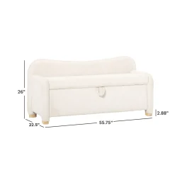 Chantelle Modern Curve Boucle Upholstered Bench with Storage