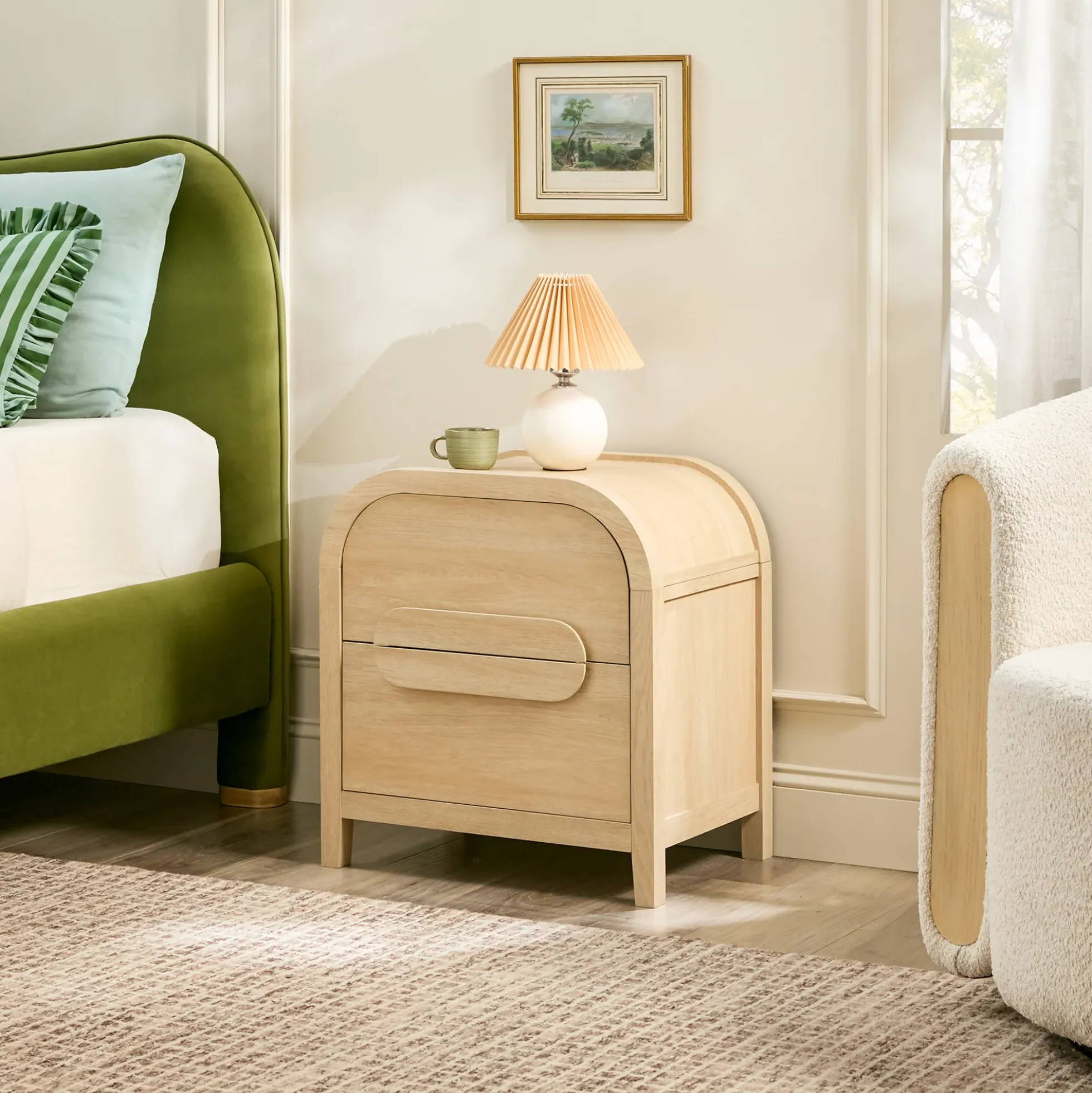 Chantelle Modern Curve Design 2-Drawer Nightstand