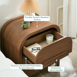 Chantelle Modern Curve Design 2-Drawer Nightstand