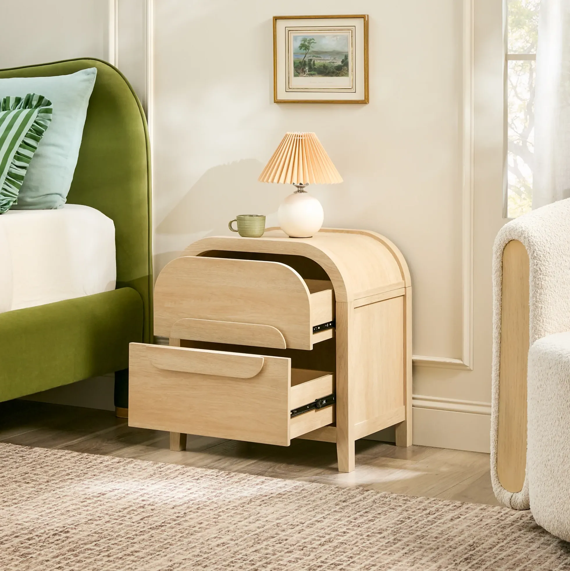 Chantelle Modern Curve Design 2-Drawer Nightstand