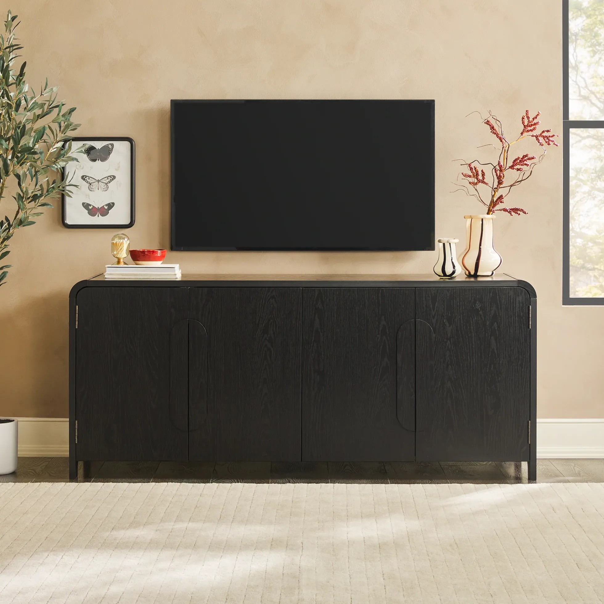 Chantelle Modern Curved Buffet Sideboard and TV Stand