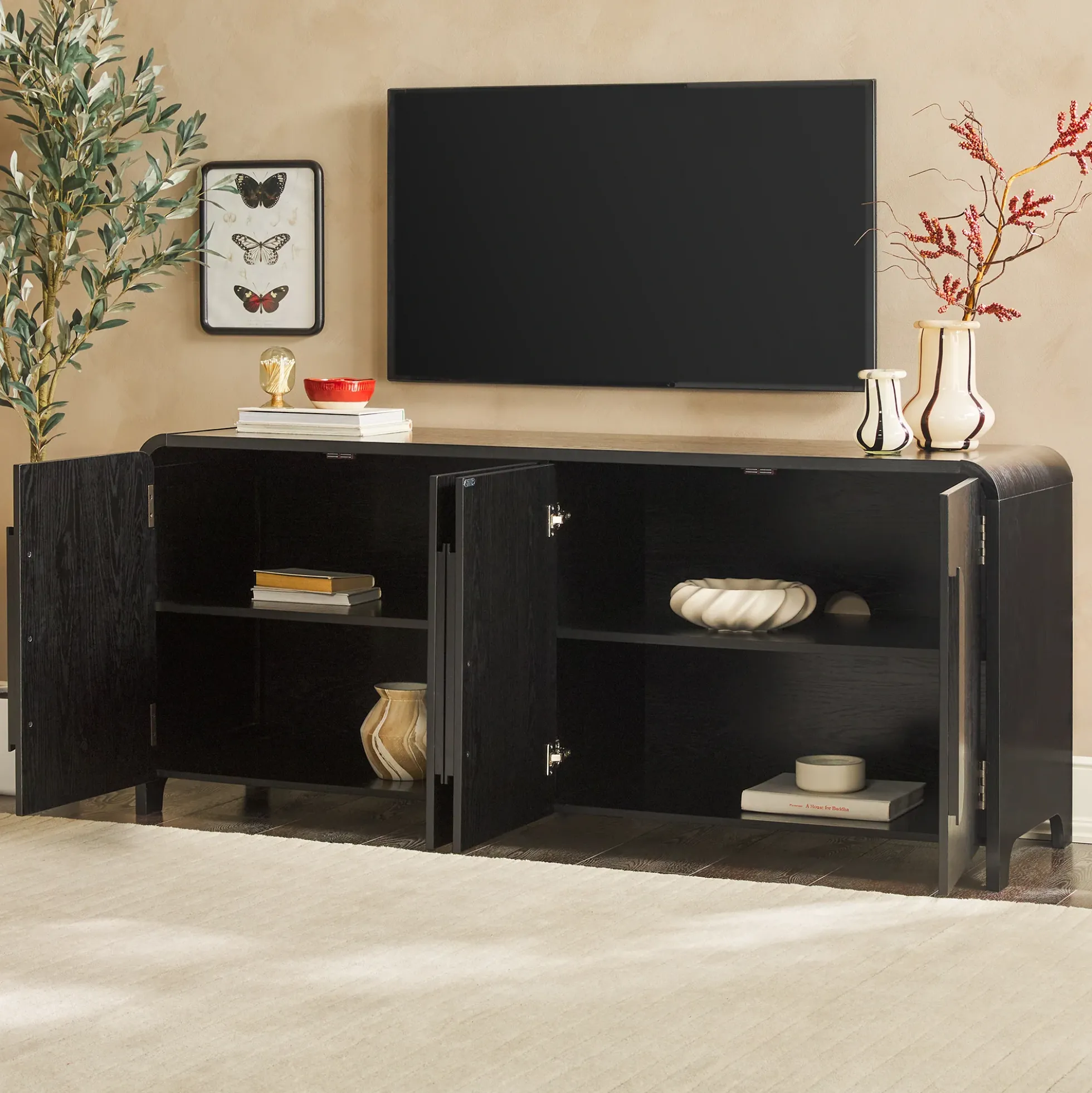 Chantelle Modern Curved Buffet Sideboard and TV Stand