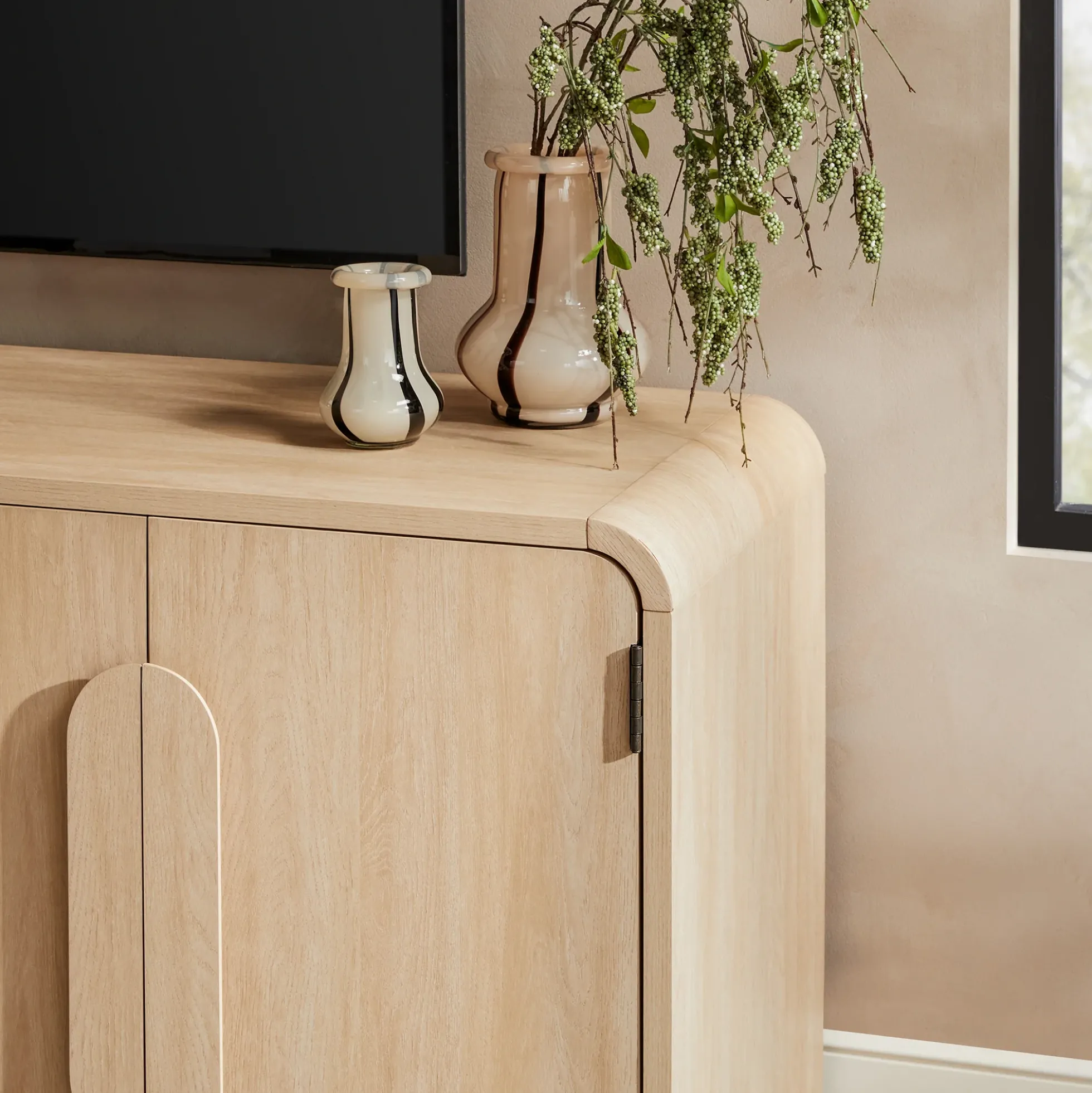 Chantelle Modern Curved Buffet Sideboard and TV Stand