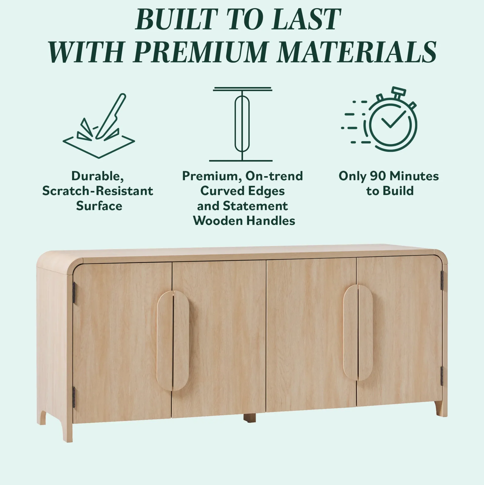 Chantelle Modern Curved Buffet Sideboard and TV Stand