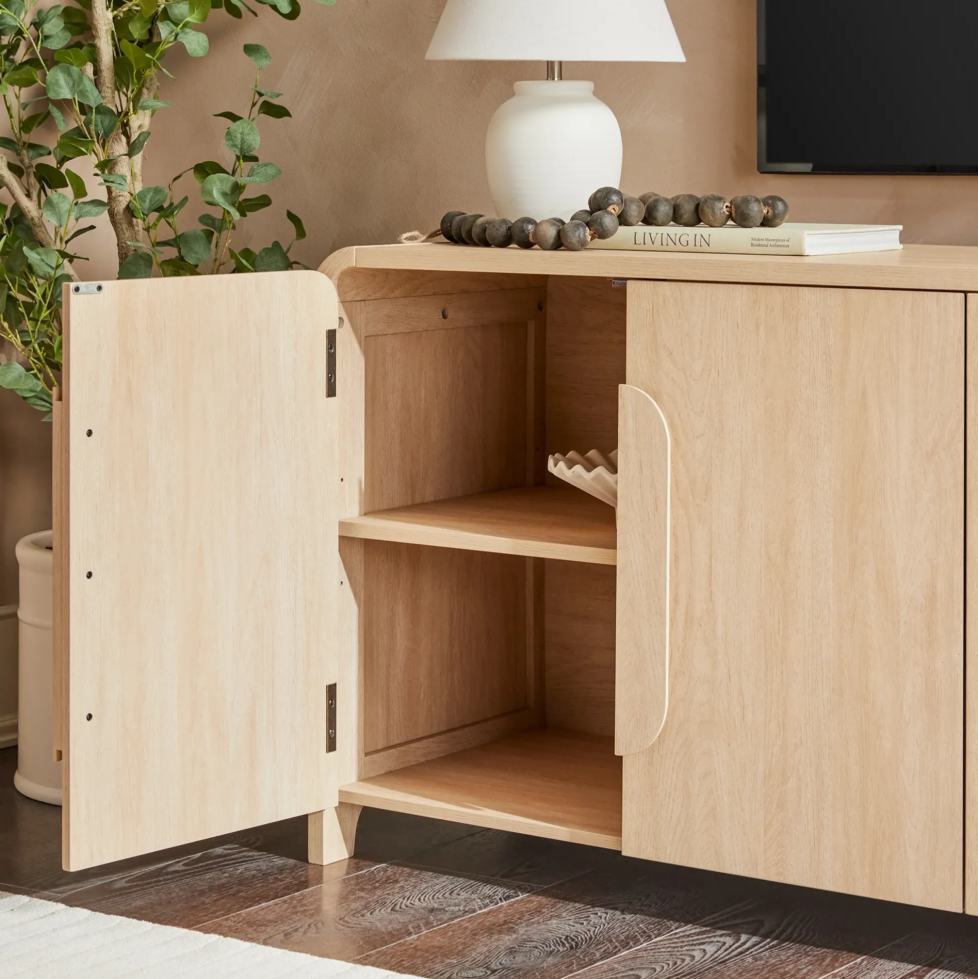 Chantelle Modern Curved Buffet Sideboard and TV Stand