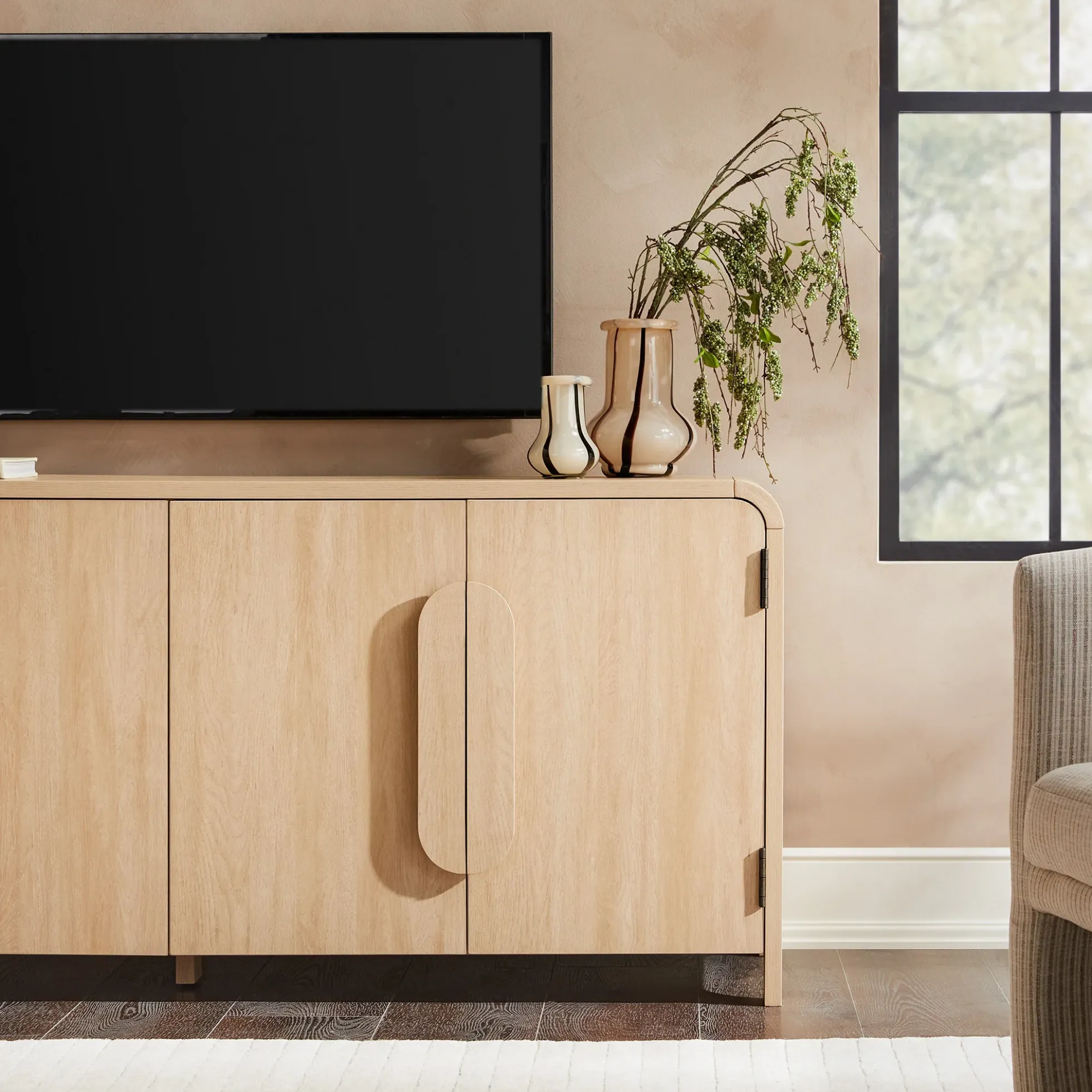 Chantelle Modern Curved Buffet Sideboard and TV Stand