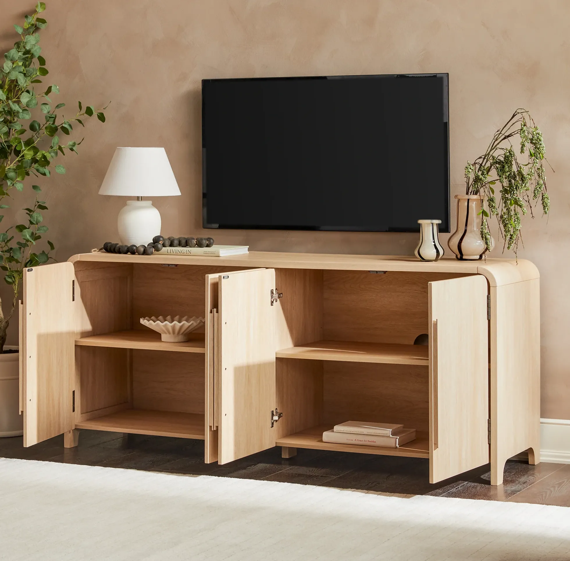Chantelle Modern Curved Buffet Sideboard and TV Stand