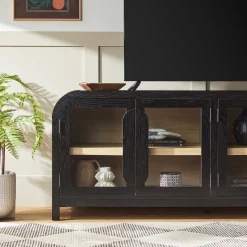 Chantelle Modern Curved Easy Assembly TV Stand