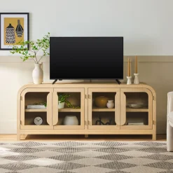 Chantelle Modern Curved Easy Assembly TV Stand