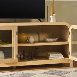Chantelle Modern Curved Easy Assembly TV Stand