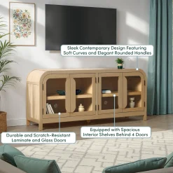Chantelle Modern Curved Easy Assembly TV Stand