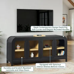 Chantelle Modern Curved Easy Assembly TV Stand