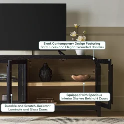 Chantelle Modern Curved Easy Assembly TV Stand