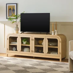 Chantelle Modern Curved Easy Assembly TV Stand
