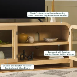 Chantelle Modern Curved Easy Assembly TV Stand