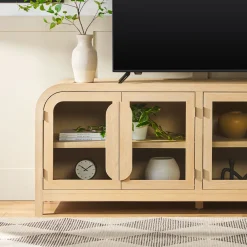Chantelle Modern Curved Easy Assembly TV Stand
