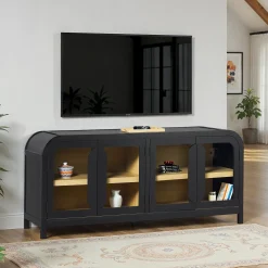 Chantelle Modern Curved Easy Assembly TV Stand