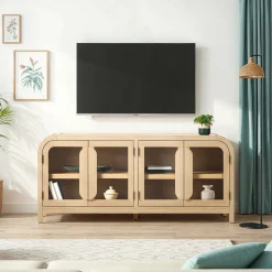 Chantelle Modern Curved Easy Assembly TV Stand