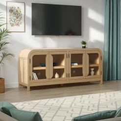 Chantelle Modern Curved Easy Assembly TV Stand