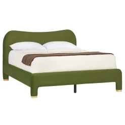 Chantelle Modern Curved Velvet Upholstered Bedframe