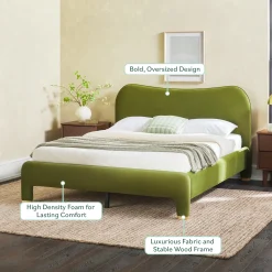 Chantelle Modern Curved Velvet Upholstered Bedframe