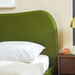 Chantelle Modern Curved Velvet Upholstered Bedframe