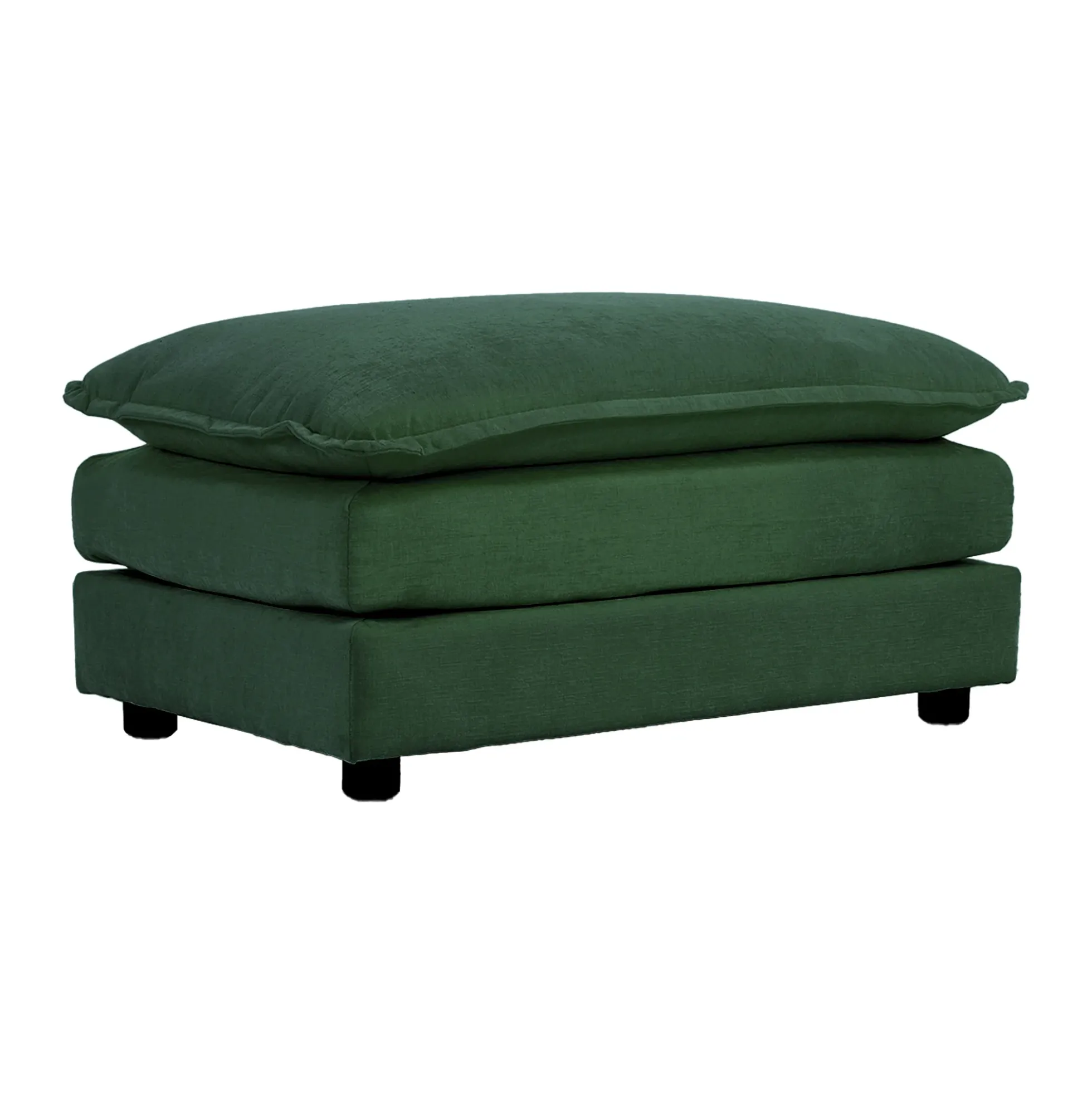 Chenille Green Ottoman