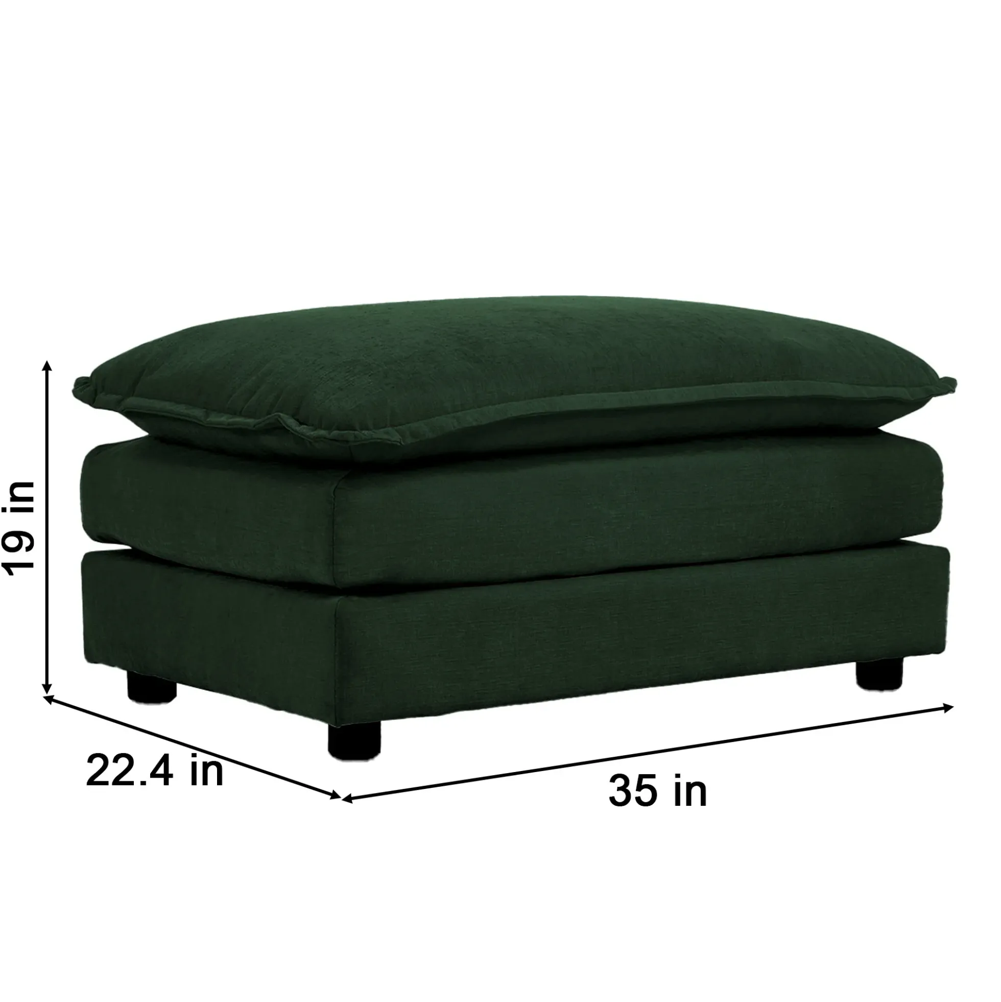 Chenille Green Ottoman