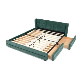 Chenille Upholstered Queen Size Upholstered Bedframe with Drawers
