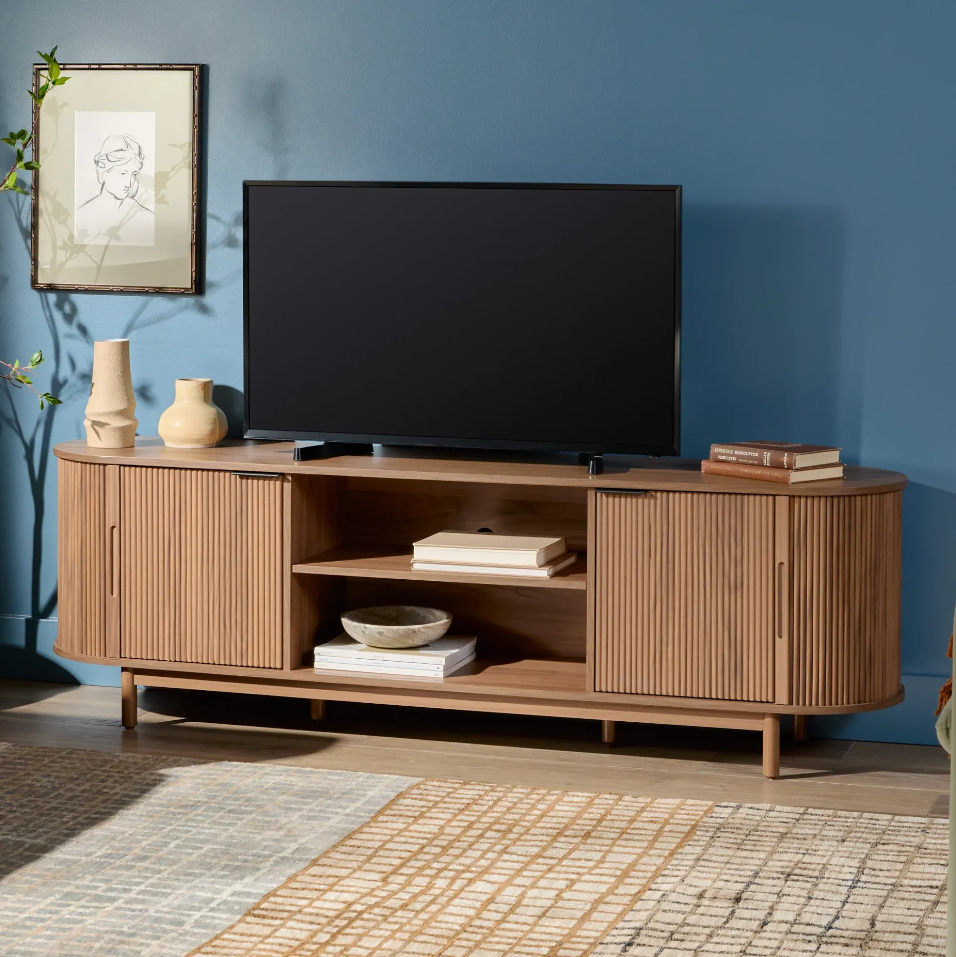 Chloe Modern Reeded TV Stand