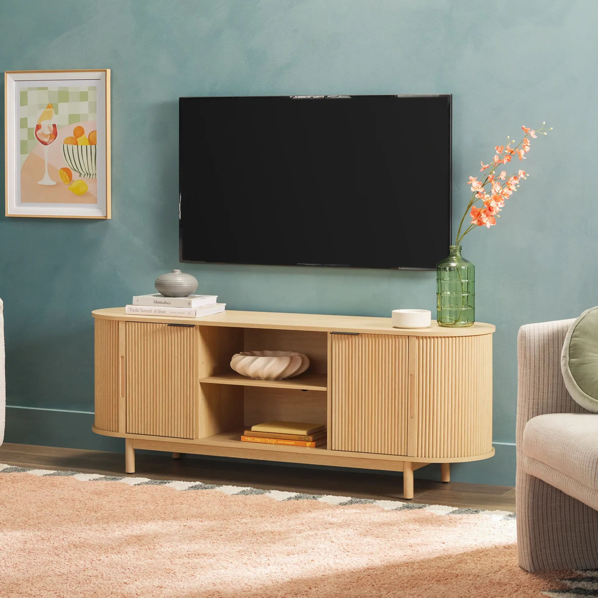 Chloe Modern Reeded TV Stand
