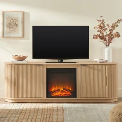 Chloe Modern Scandinavian Reeded Fireplace TV Stand in 2 Sizes
