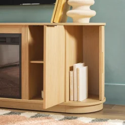 Chloe Modern Scandinavian Reeded Fireplace TV Stand in 2 Sizes