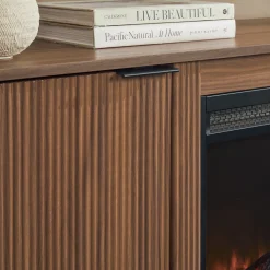 Chloe Modern Scandinavian Reeded Fireplace TV Stand in 2 Sizes
