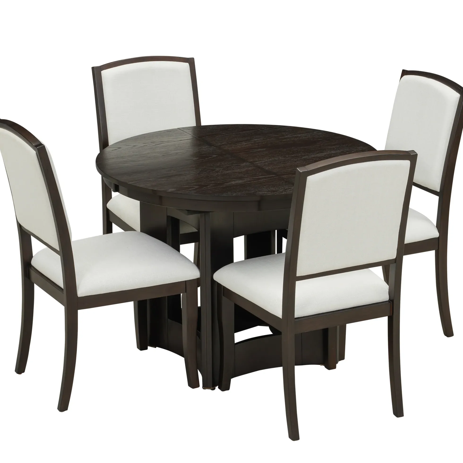 Classic Modern Extendable Round Dining Table Set for 4