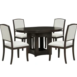 Classic Modern Extendable Round Dining Table Set for 4