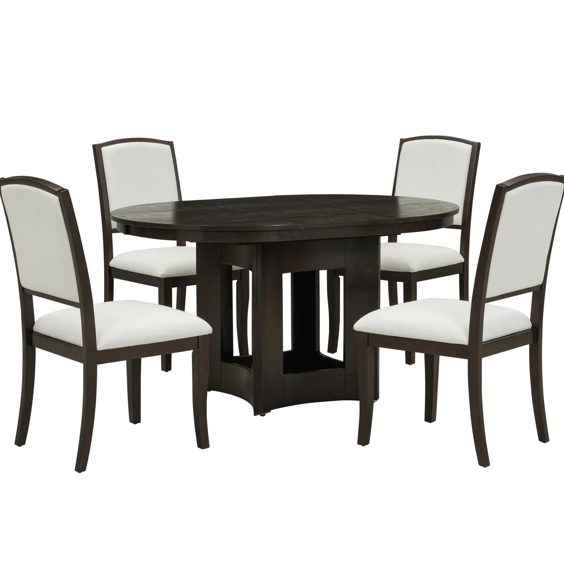 Classic Modern Extendable Round Dining Table Set for 4