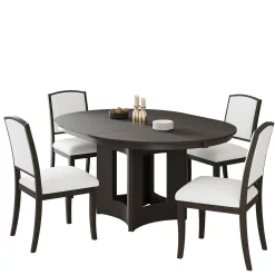 Classic Modern Extendable Round Dining Table Set for 4