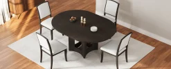 Classic Modern Extendable Round Dining Table Set for 4