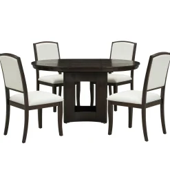 Classic Modern Extendable Round Dining Table Set for 4