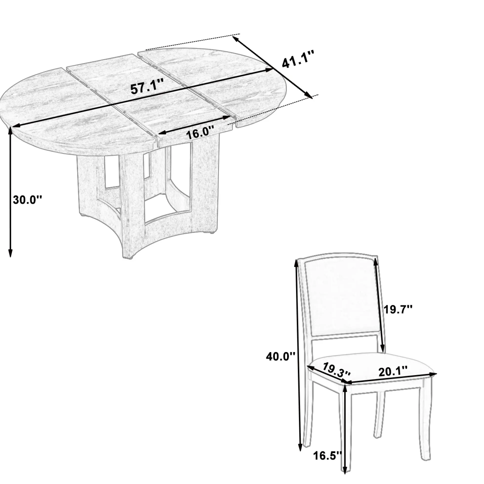 Classic Modern Extendable Round Dining Table Set for 4