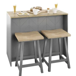 Classic Modern Kitchen Island with Butcher Block Top