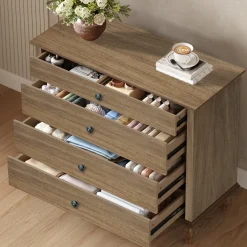 Classic Modern Wide 4-Drawer Chest Dresser
